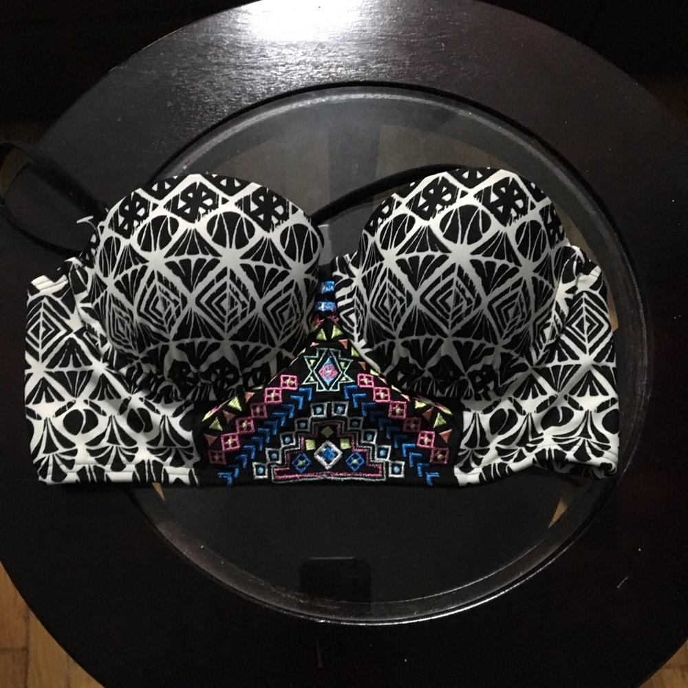 Multi printed longline bikini top